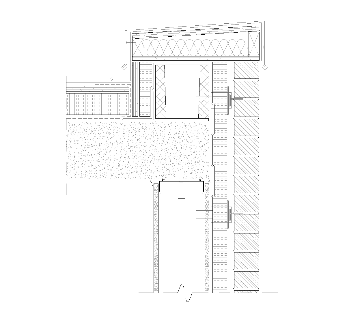 Connection between prefabricated wall and roof slab DWG CAD Detail